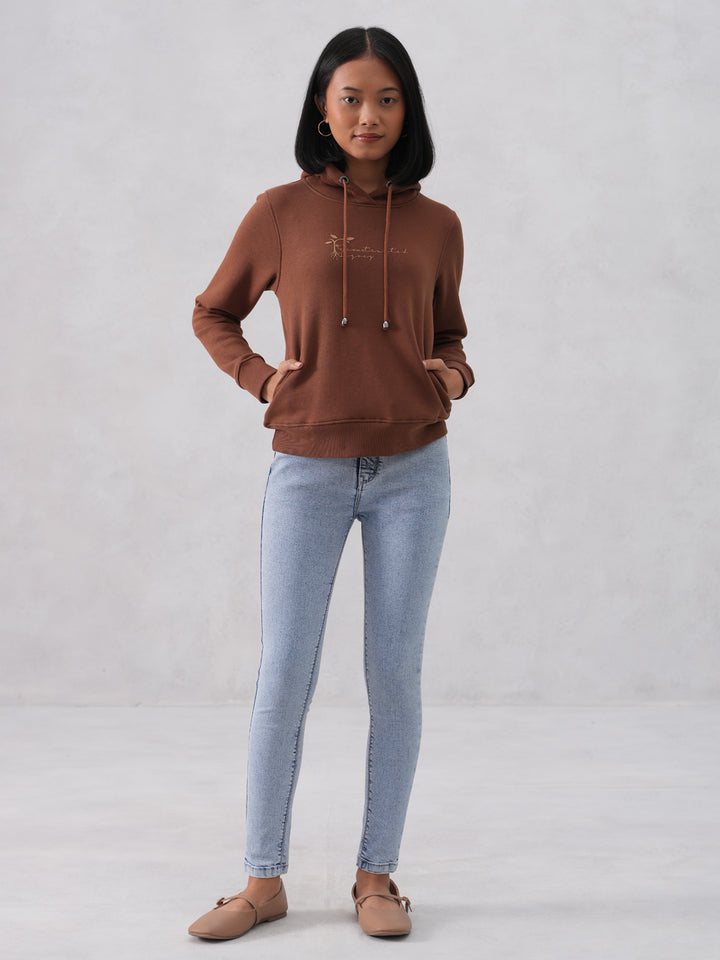 Brown Hooded Neck Sweatshirt