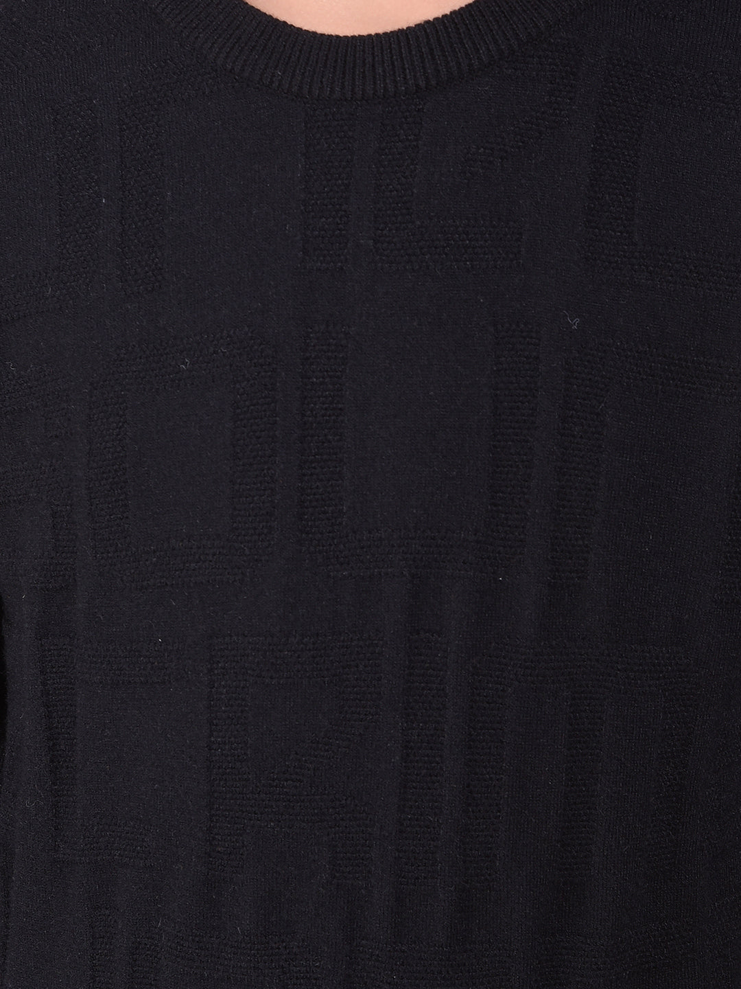 Minimal Black Jacquard Sweater
