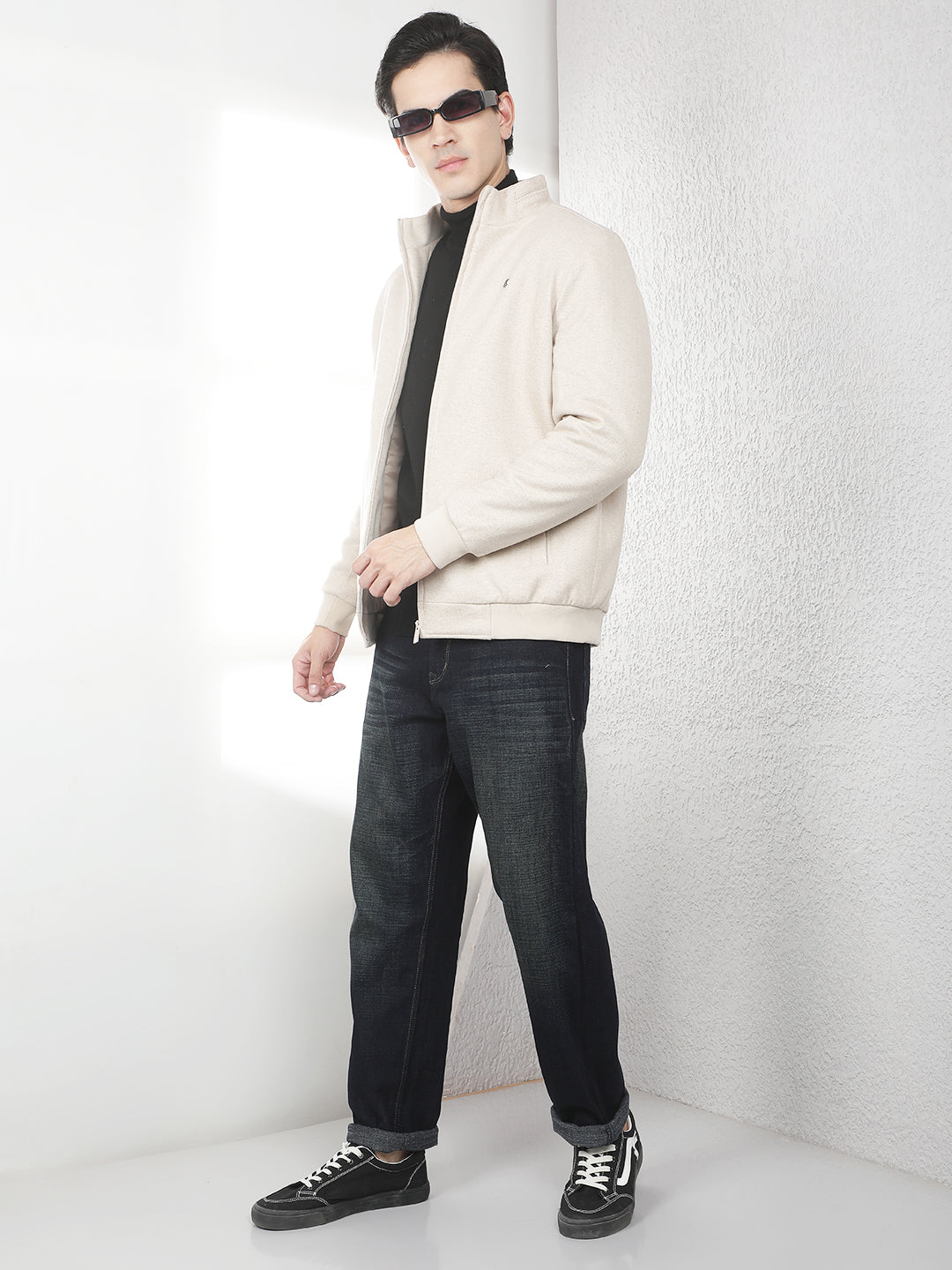 Modern Almond Beige Bomber Jacket