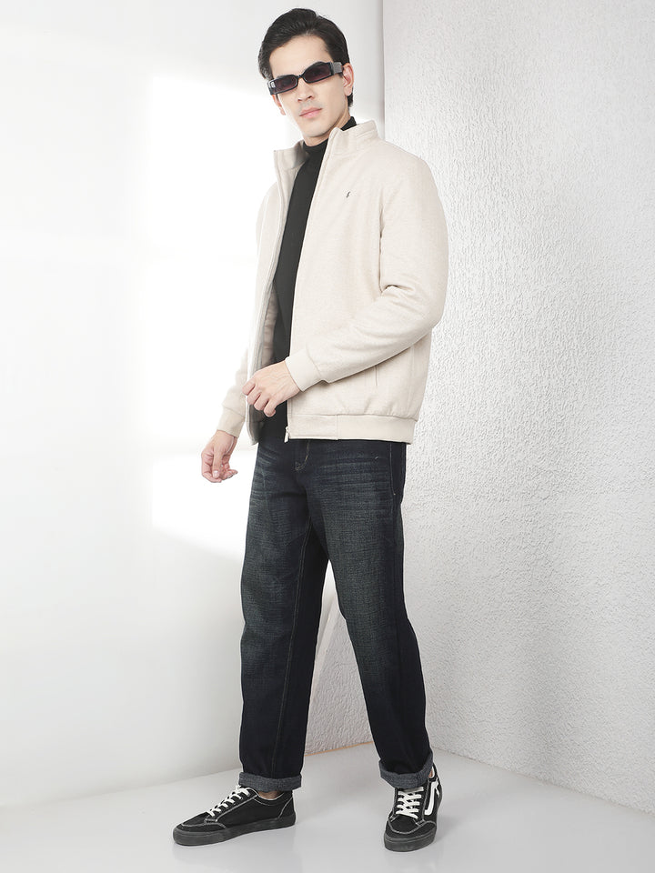 Modern Almond Beige Bomber Jacket