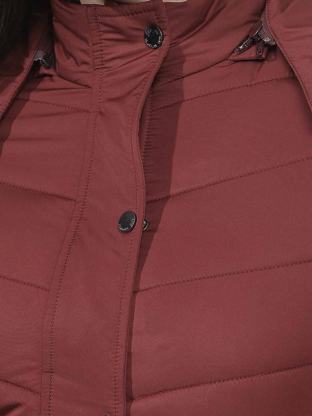 Wine Hooded Puffer Jacket