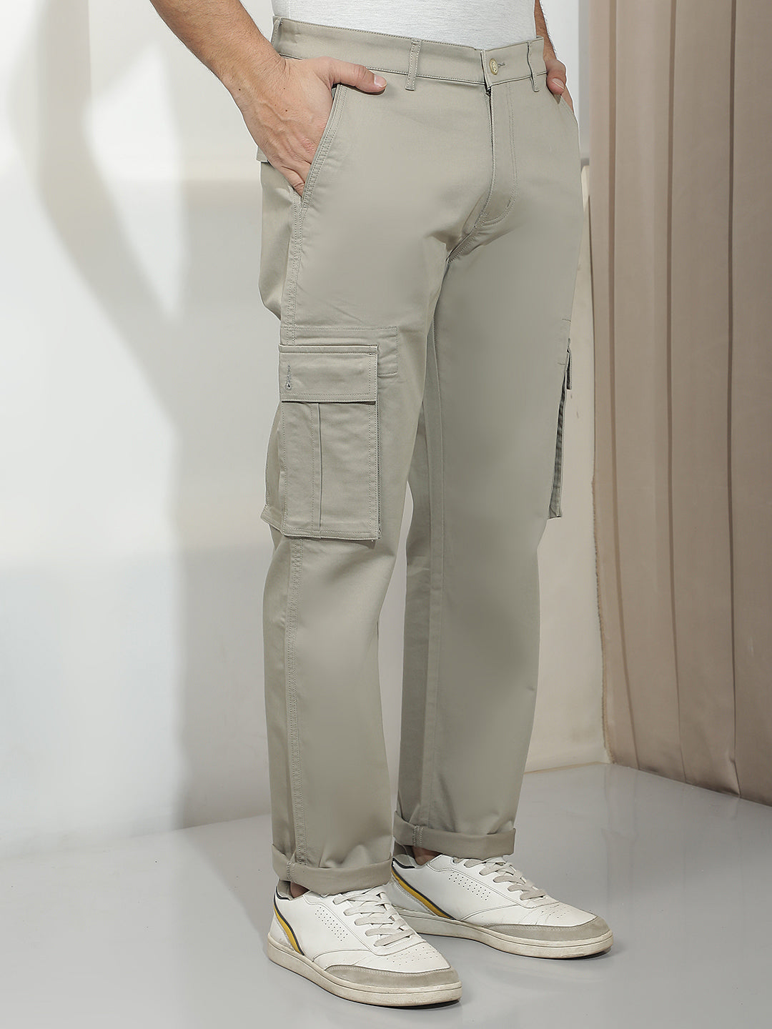 Contemporary Sand Khaki Cargo Trousers