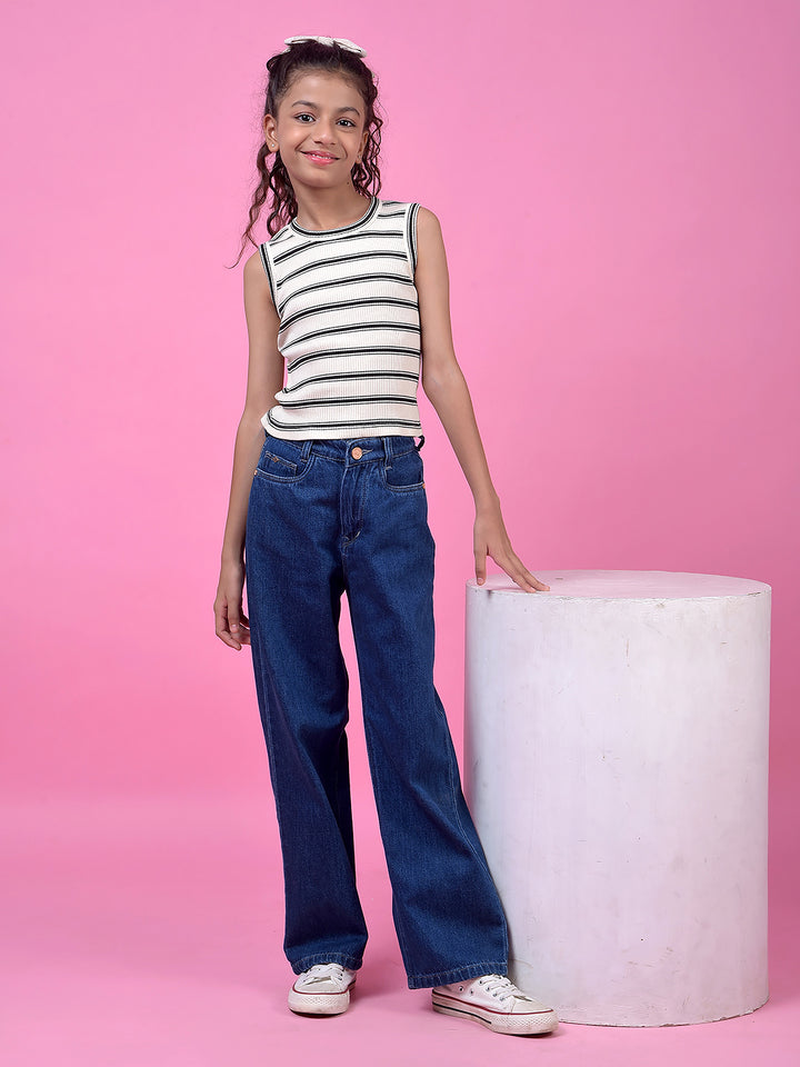 Black Horizontal Stripes Sleeveless T-Shirt