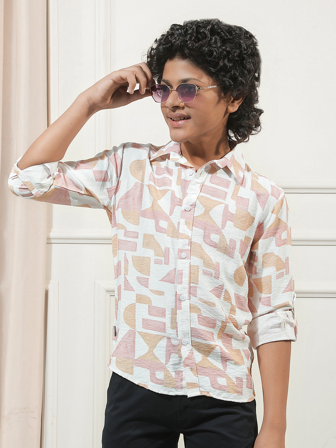 Peach Graphic Print Shirt