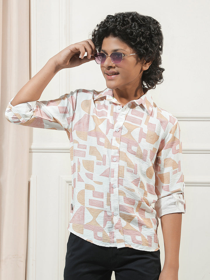 Peach Graphic Print Shirt