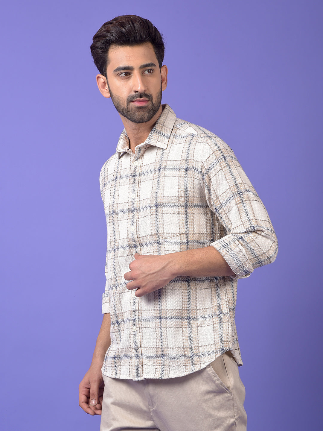 Beige Checked Shirt