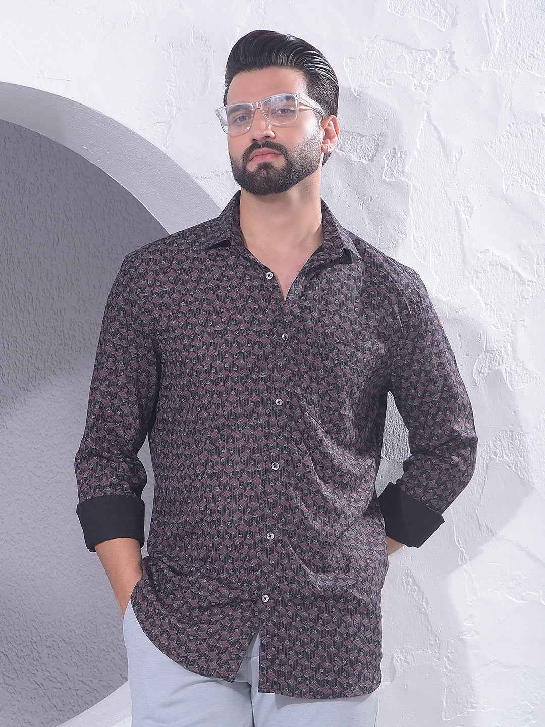Purple Creative Printed Shirt