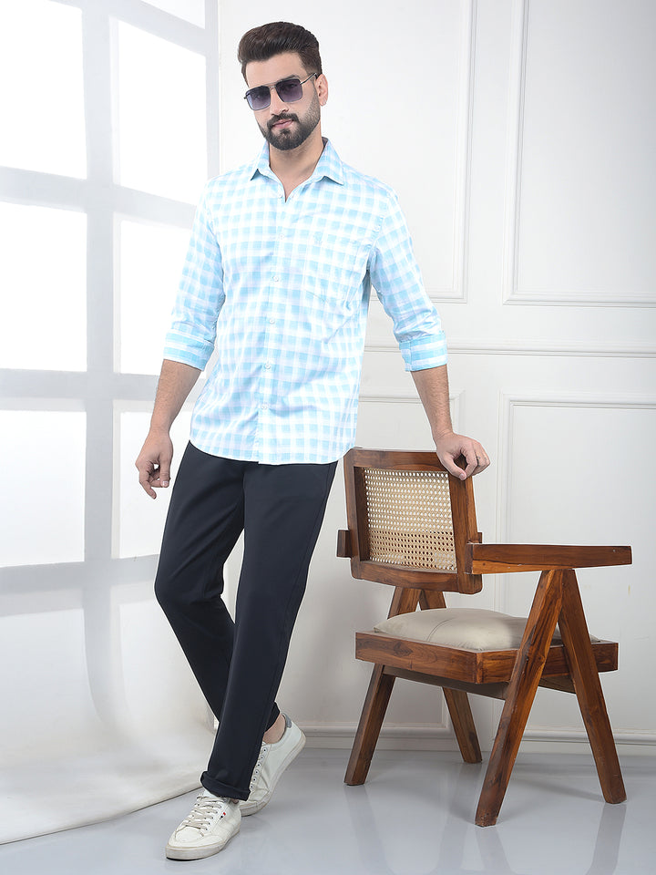 Blue Checked 100% Cotton Shirt