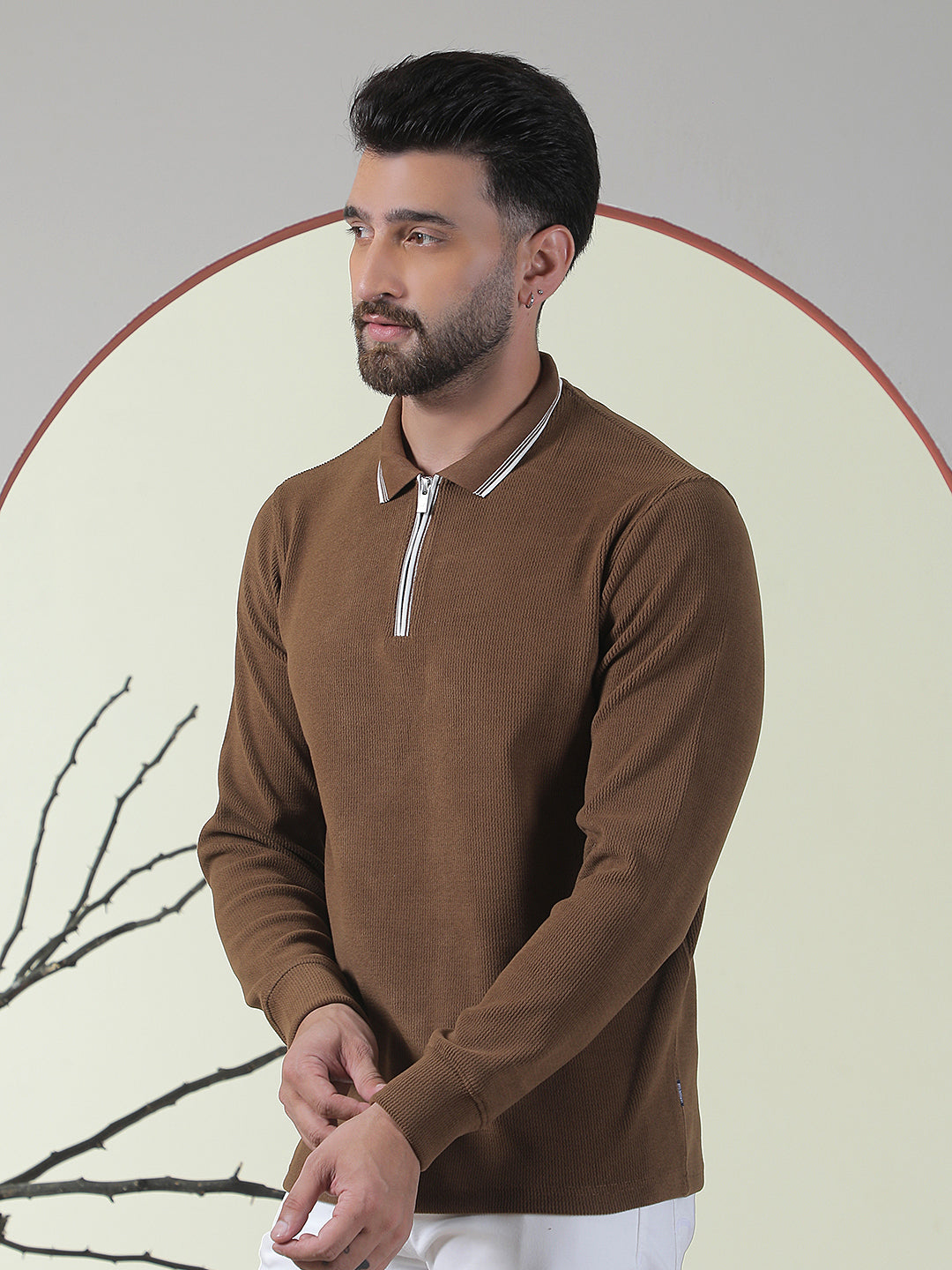 Brown Polo Neck T-Shirt