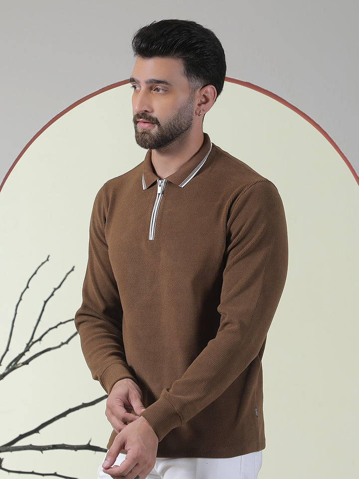 Brown Polo Neck T-Shirt