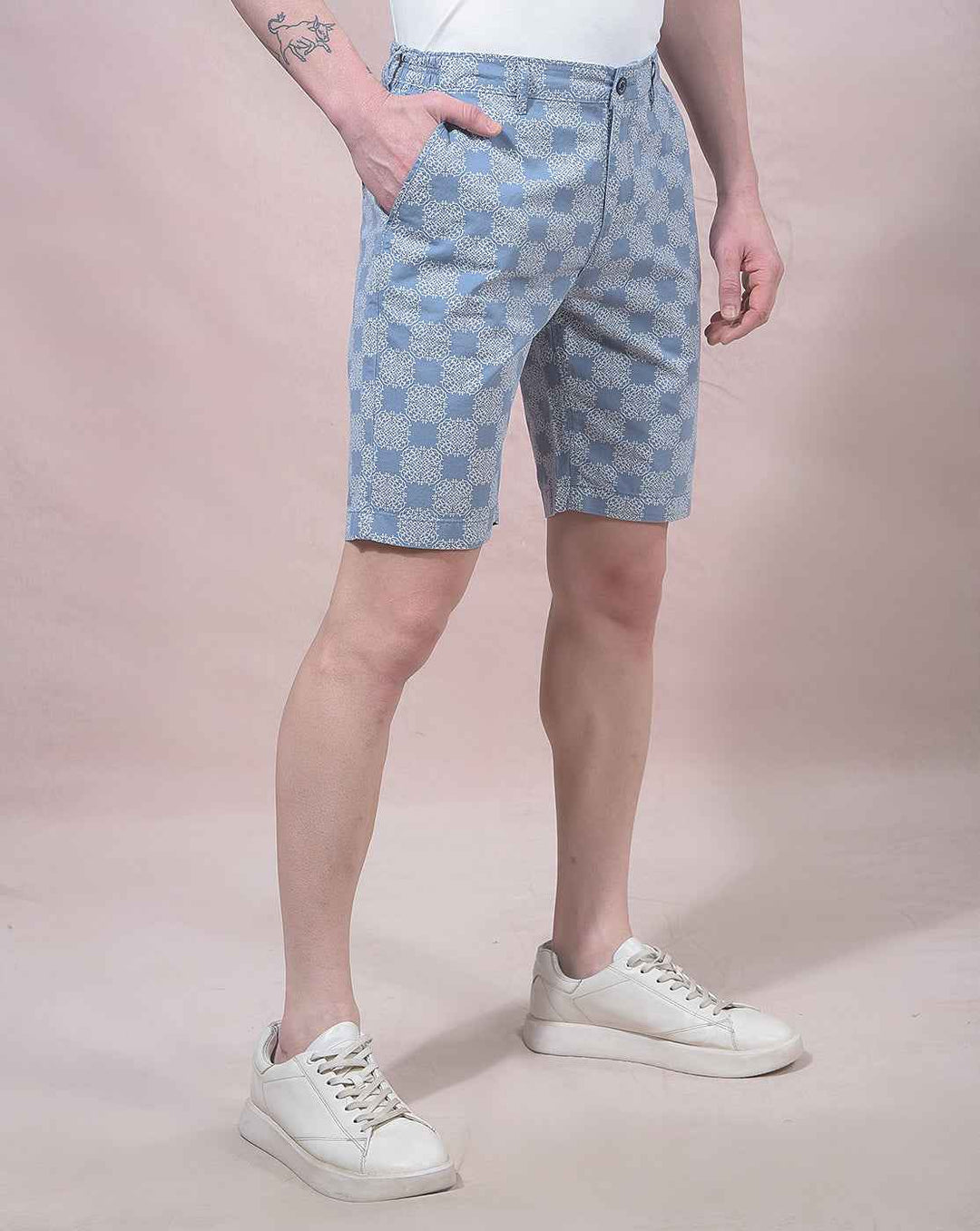 Floral Print Blue 100% Cotton Shorts
