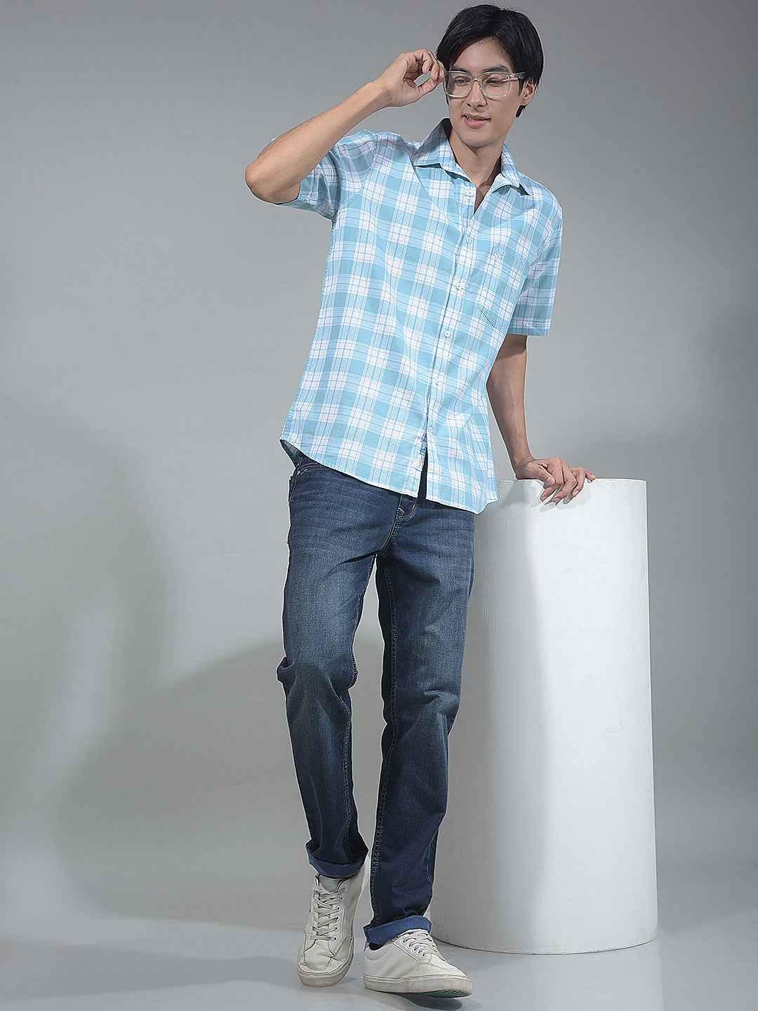 Blue Checked 100% Cotton Shirt