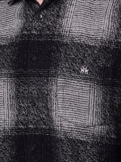 Black Checked 100% Cotton Corduroy Shirt