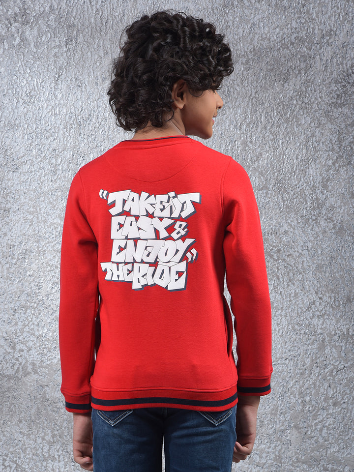 Red Graphic Print Sweatshirt