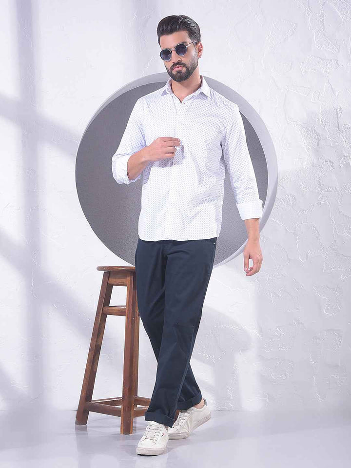 White Polka Dot Print Shirt