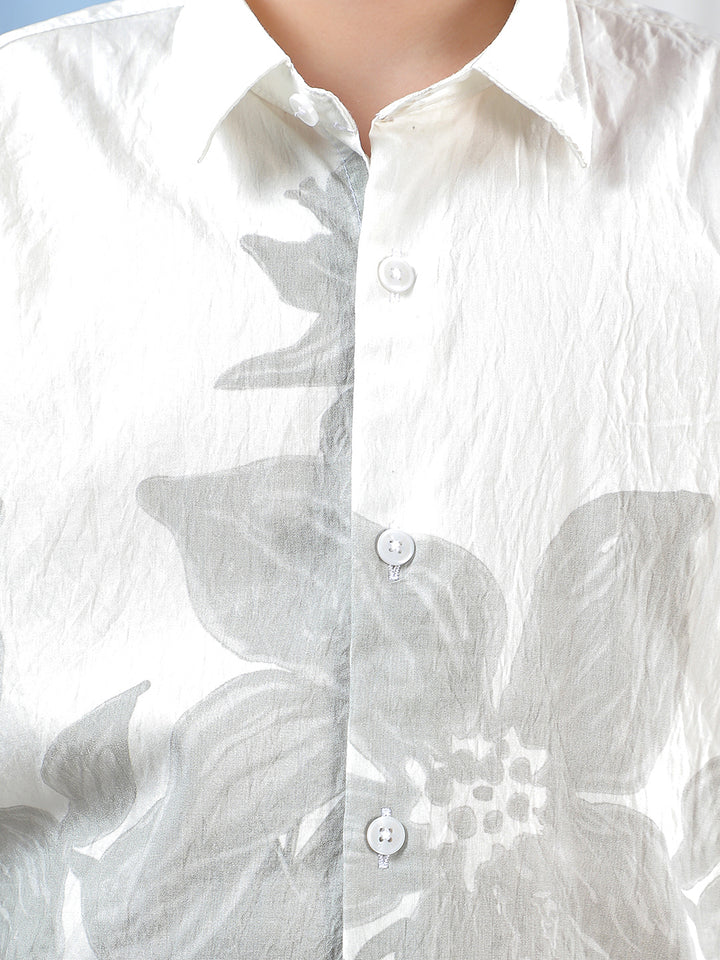 Pale Green Floral Print Shirt