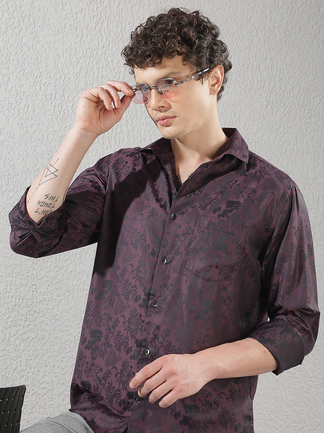 Purple Floral Print Shirt