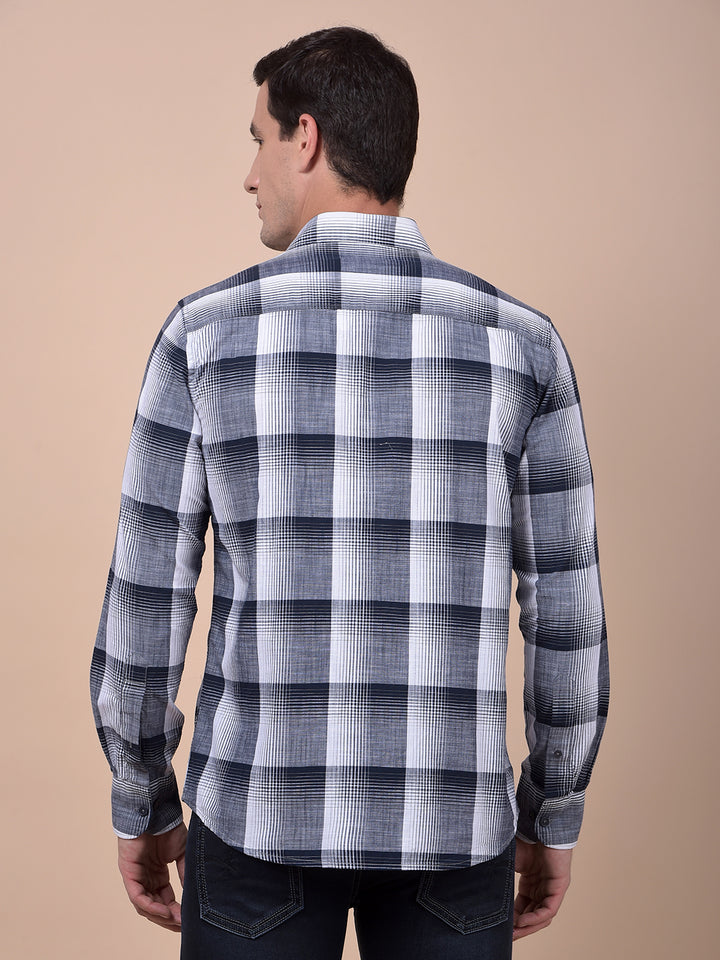 Blue Checked 100% Cotton Shirt