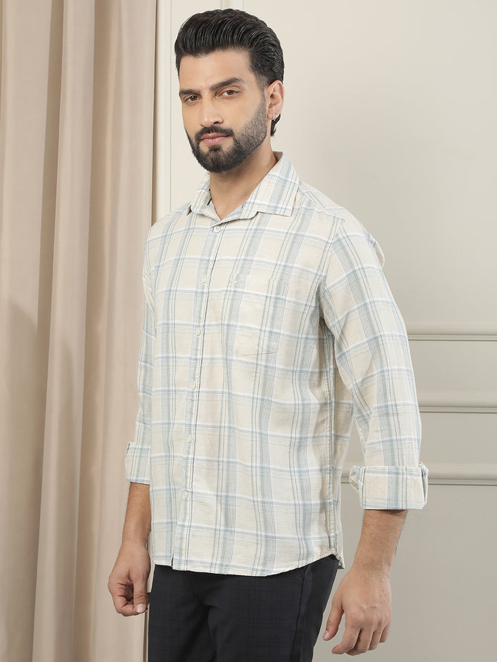 Green Linen Checked Shirt