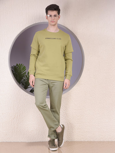 Urban Style Olive Sweatshirt with Brand Logo