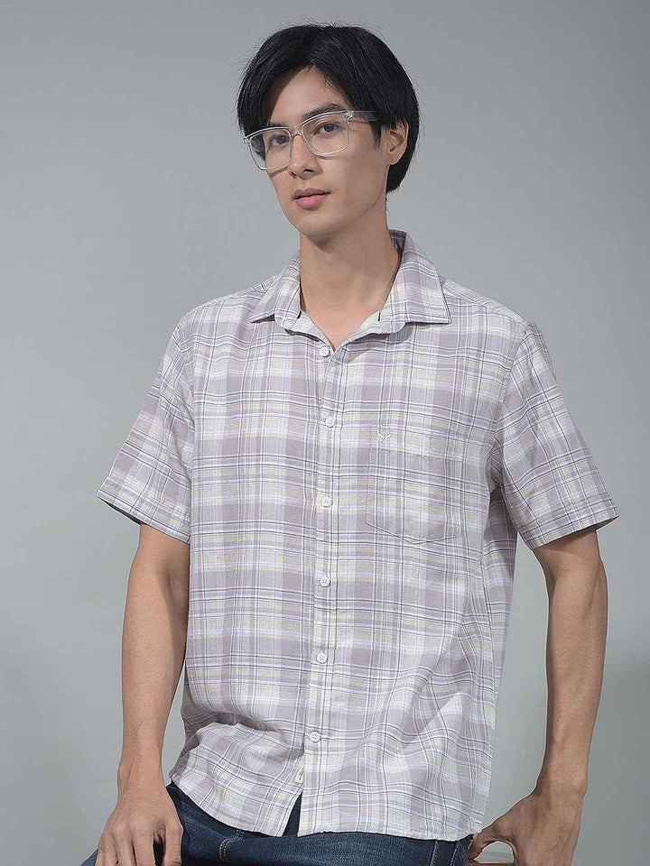 Purple Checked Linen Shirt
