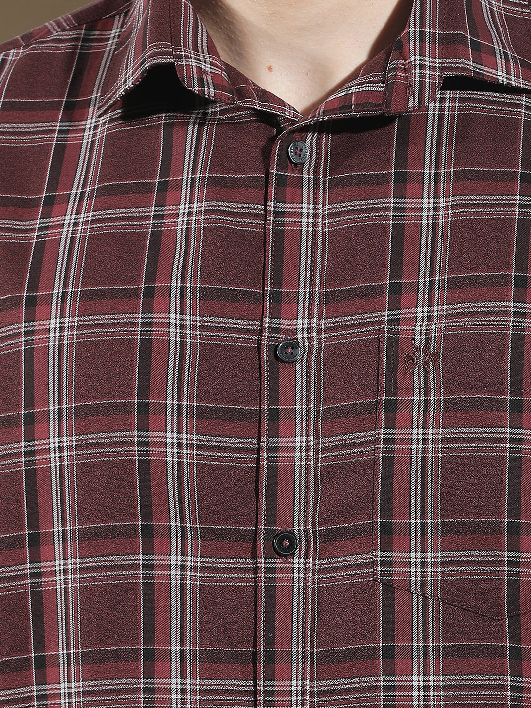 Maroon Checked 100% Cotton Shirt