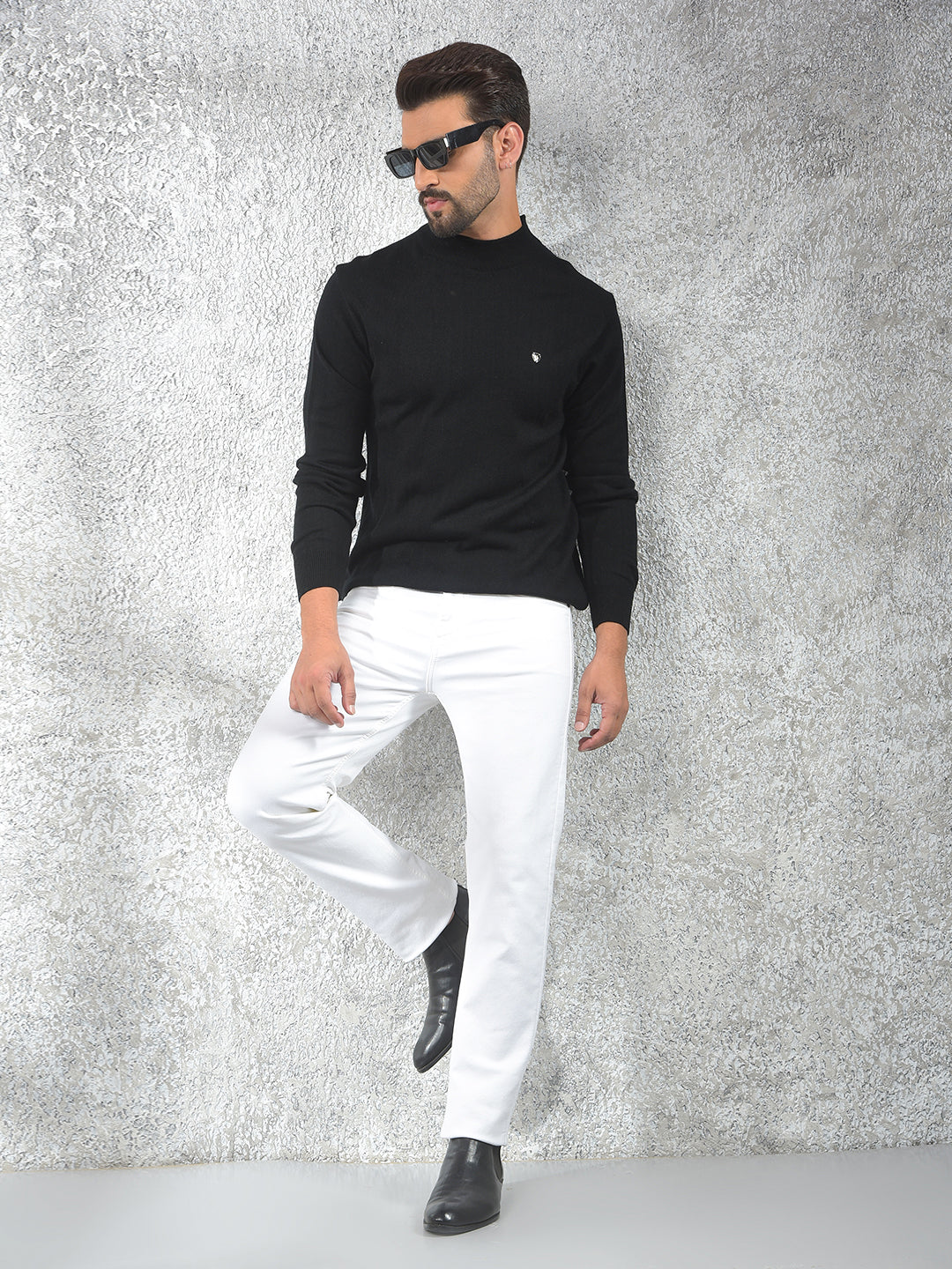 Black High-Neck Knitted Sweater