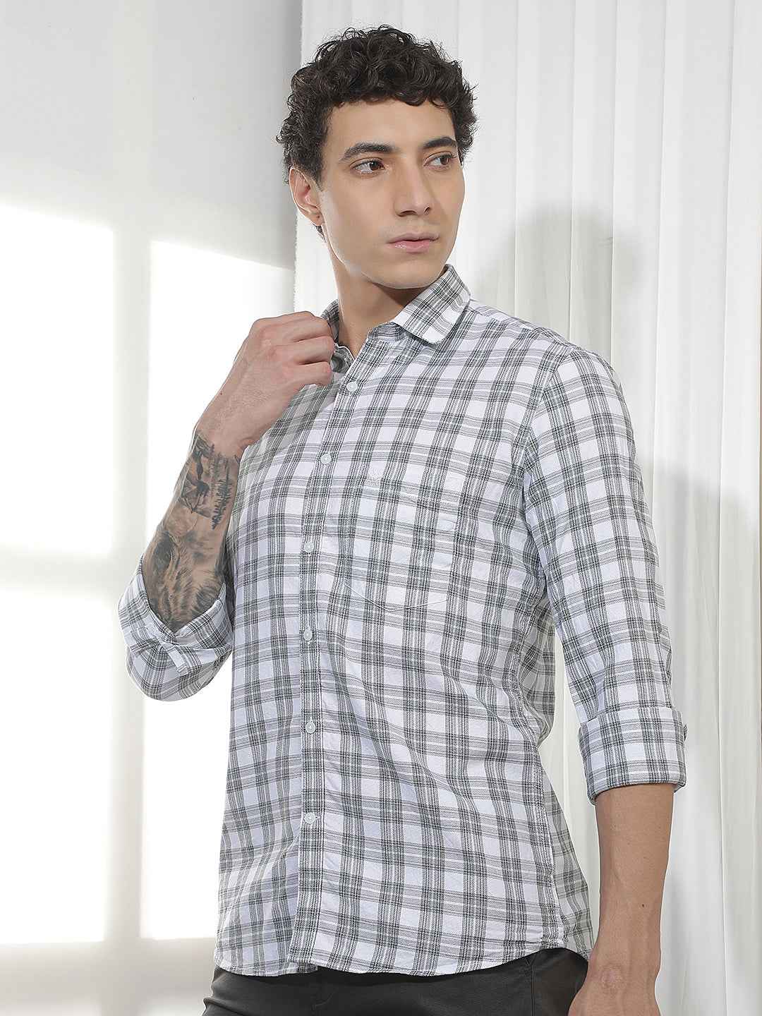 Green Checked 100% Cotton Shirt