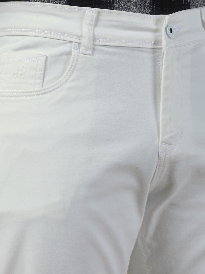 White Cotton Straight Jeans