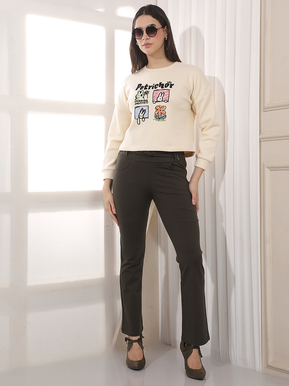 Cream Graphic Print Sweatshirt
