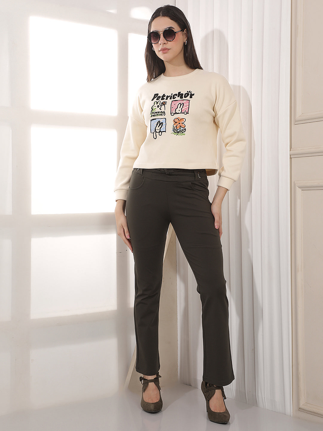 Cream Graphic Print Sweatshirt