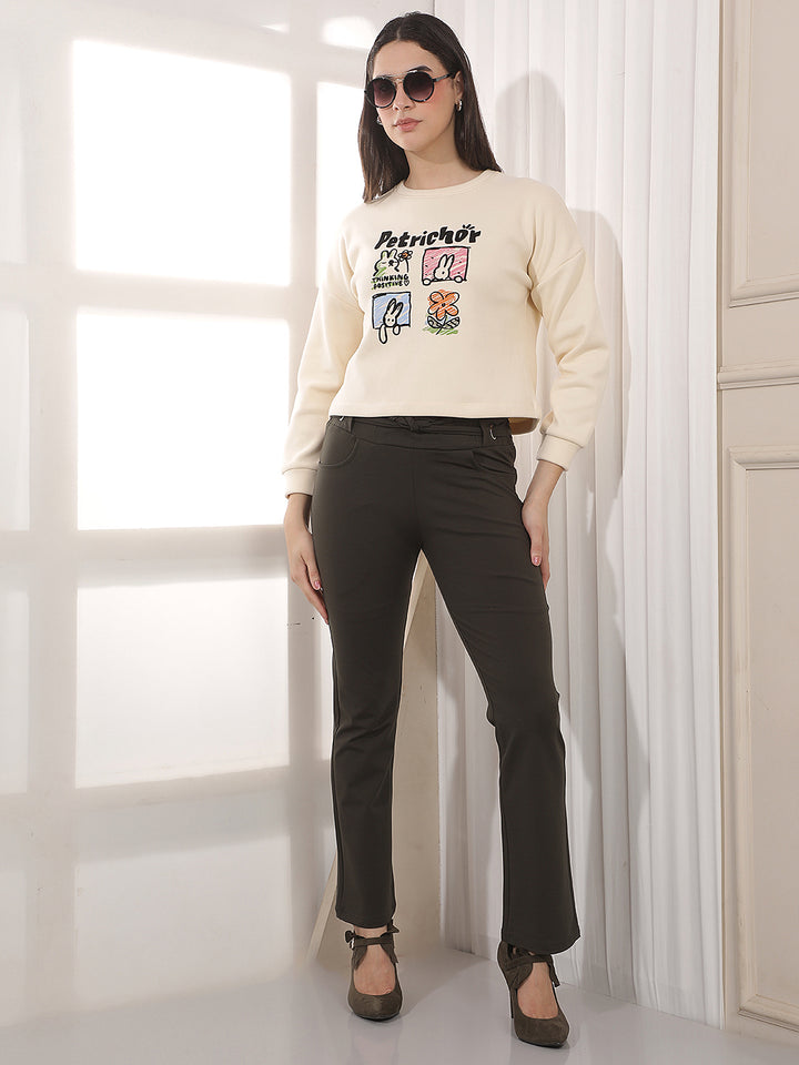 Cream Graphic Print Sweatshirt