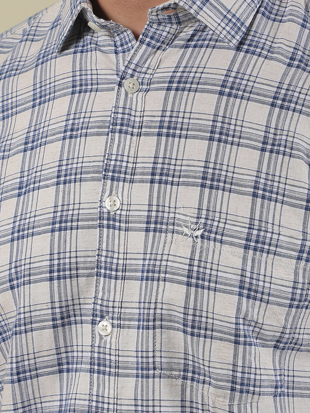 Blue Checked Linen Shirt
