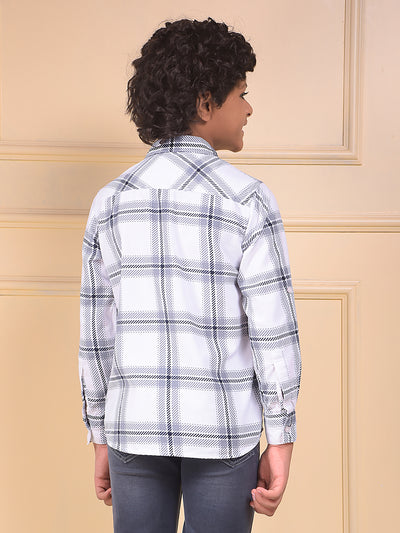 Grey Checked 100% Cotton Corduory Shirt
