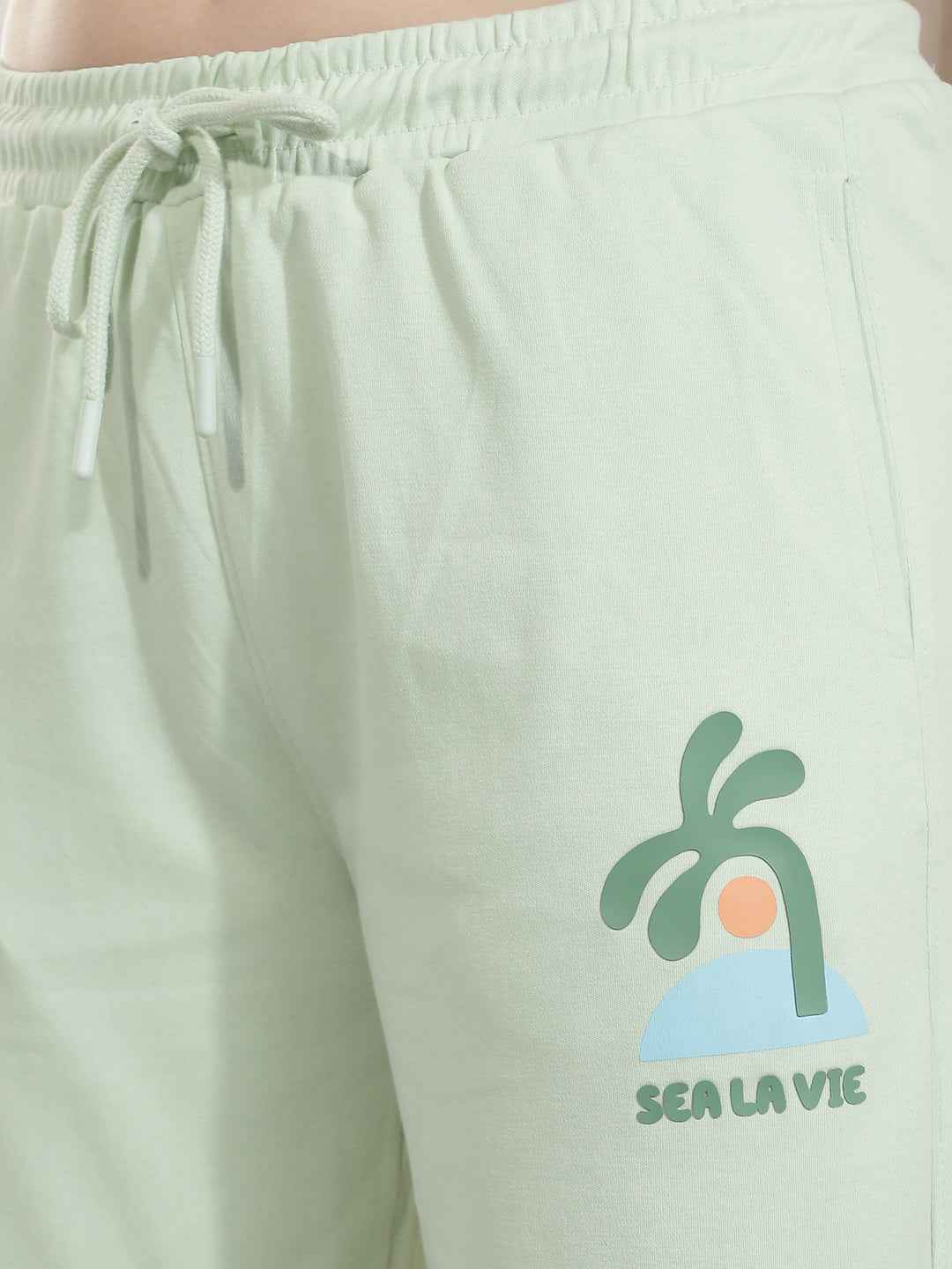 Green Graphic Print Trackpants