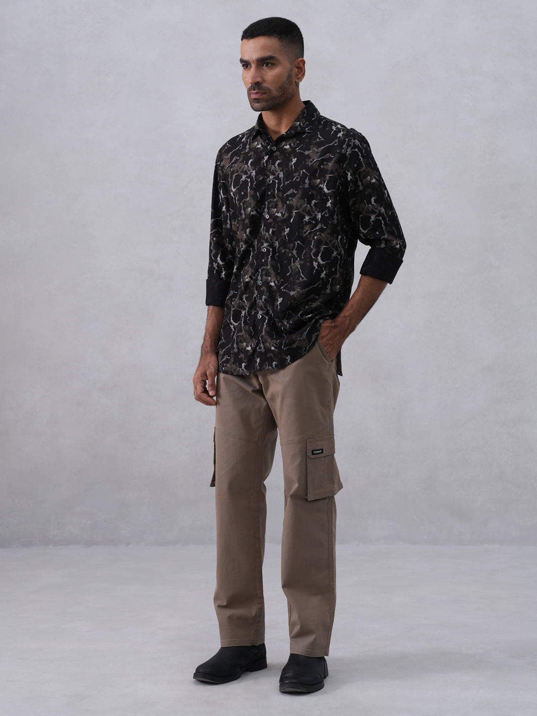 Black Abstract Print Shirt