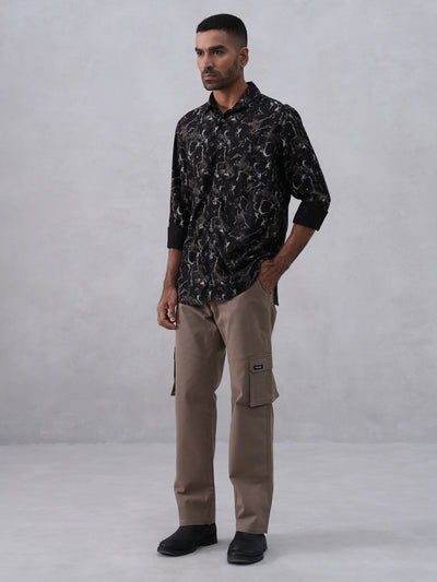 Black Abstract Print Shirt