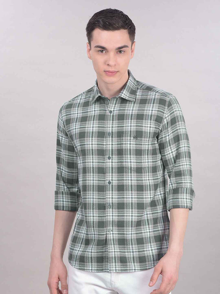 Green Checked 100% Cotton Shirt