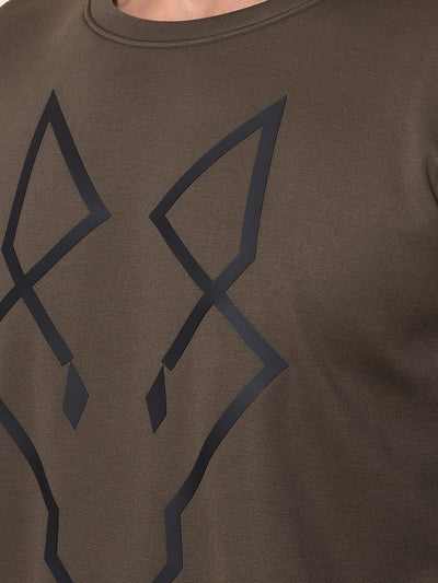 Olive Graphic Print Sweatshirt