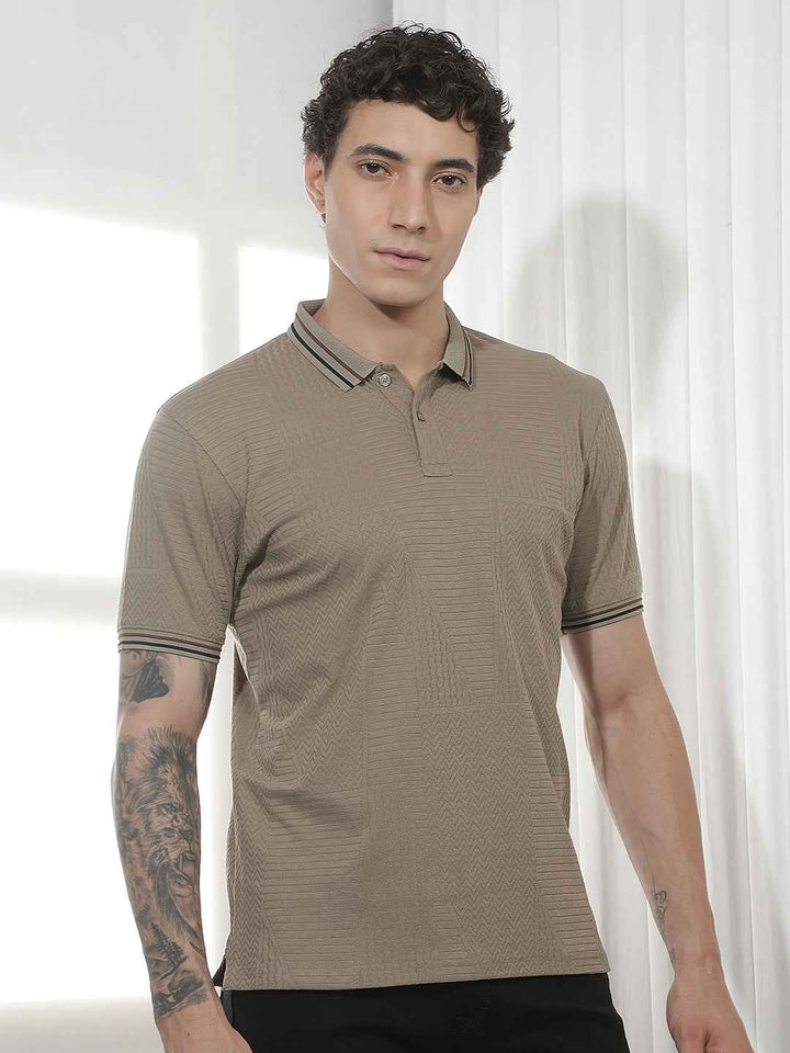 Olive Jacquard Polo T-Shirt