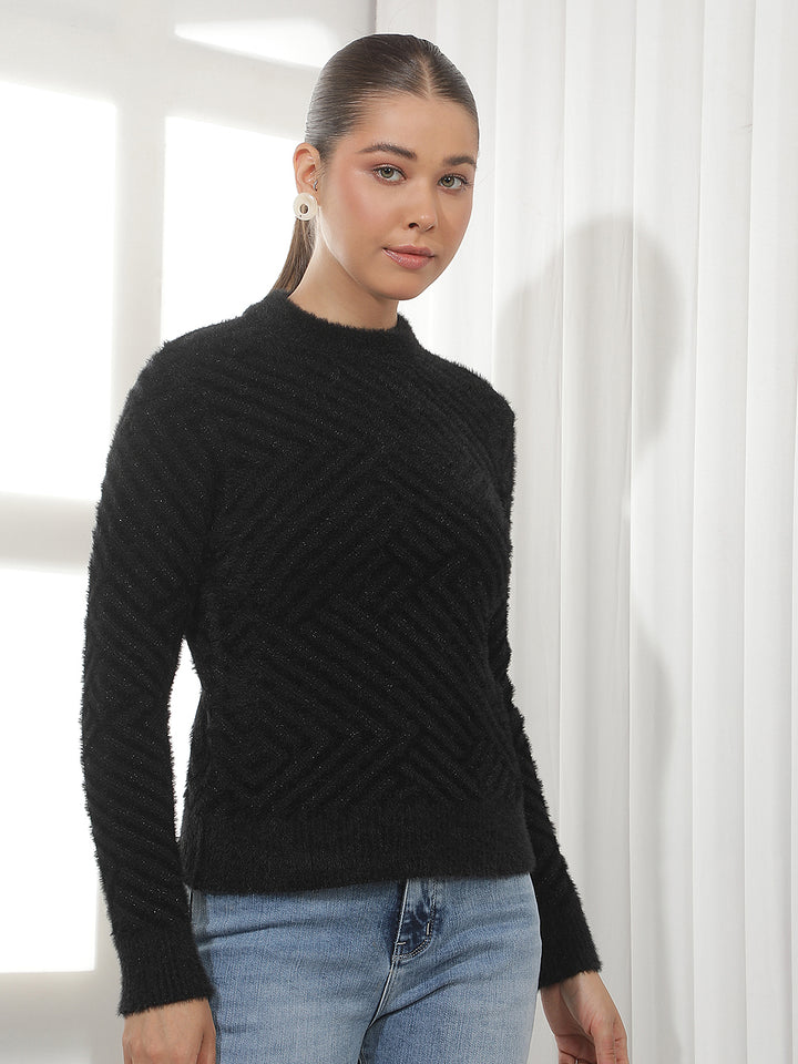 Black Jacquard Acrylic Sweater