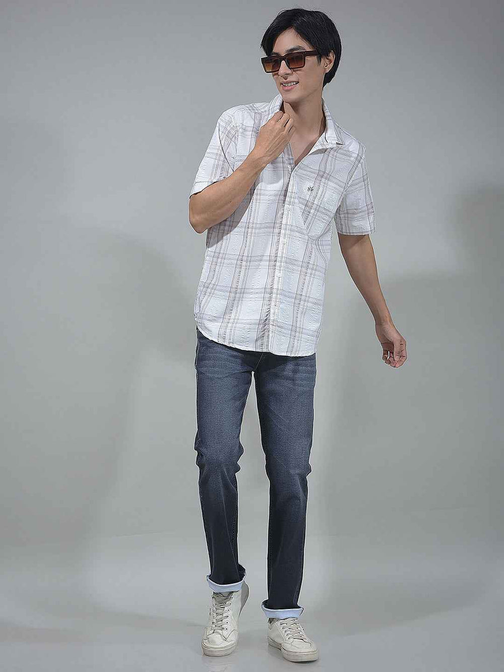 Beige Check Surface Shirt