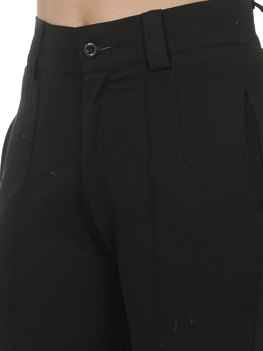 Black Wide Leg Casual Trousers