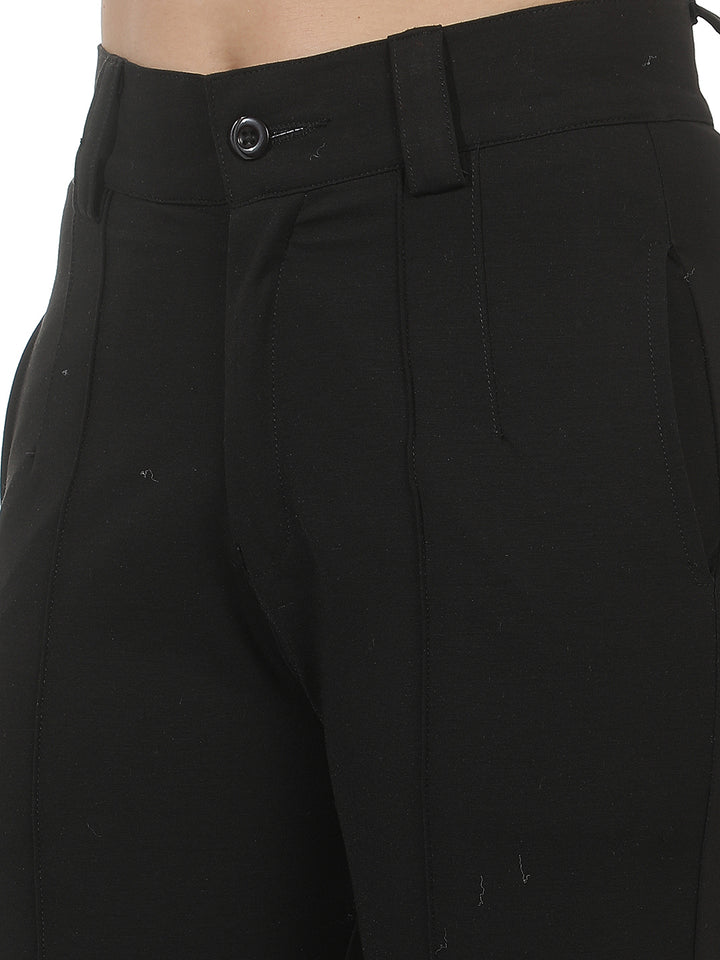 Black Wide Leg Casual Trousers