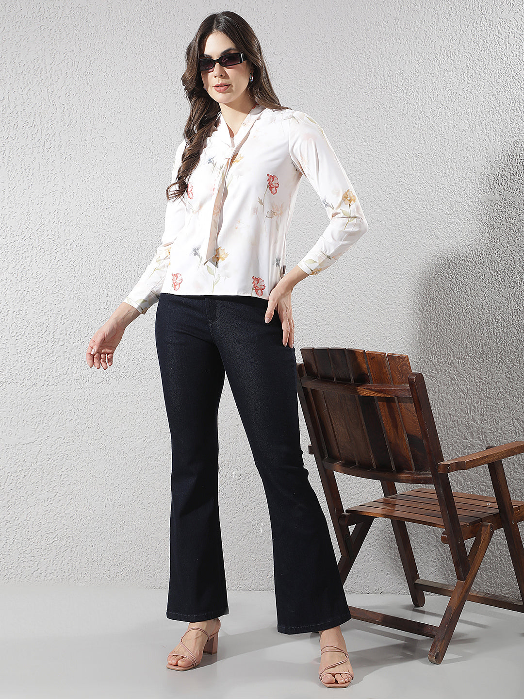 Peach Floral Print Top