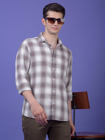Grey Checked 100% Cotton Shirt