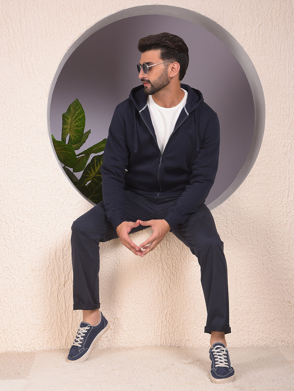 Navy Blue Hooded Neck Sweatshirt