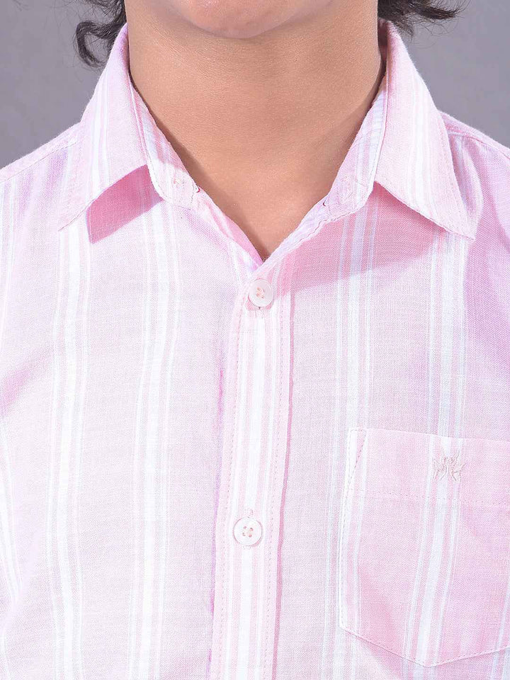 Pink Vertical Stripes 100% Cotton Shirt