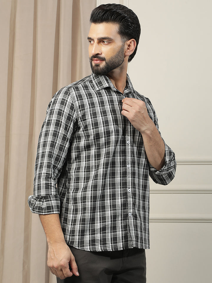 Black Checked 100% Cotton Shirt