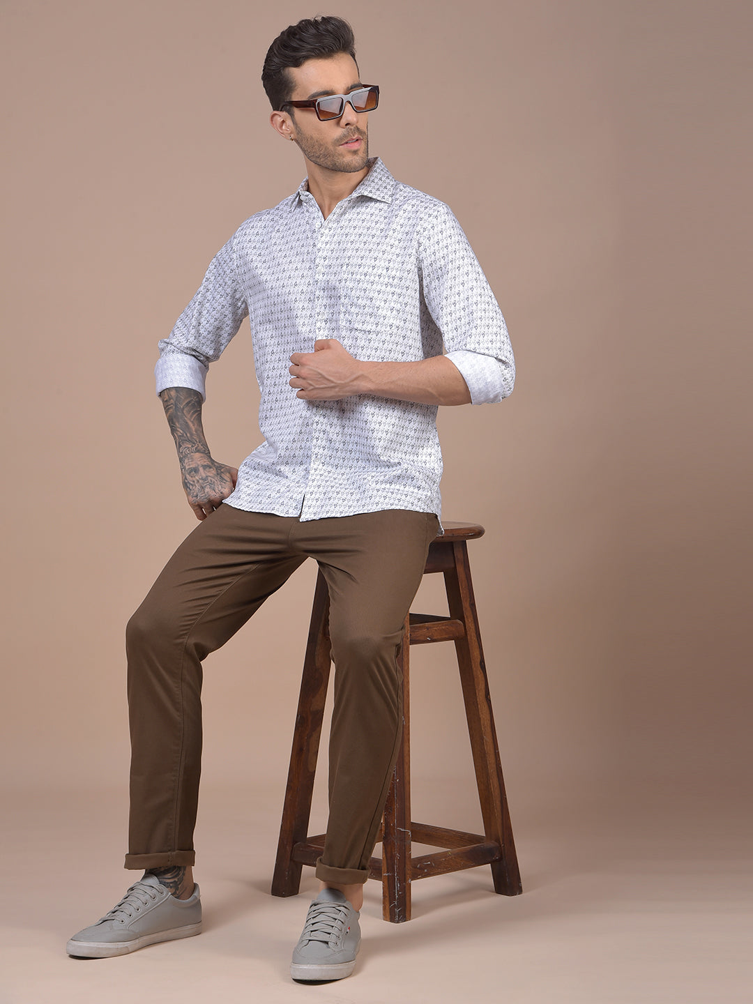 White Printed Shirt